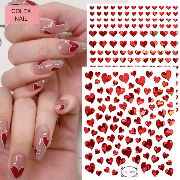 Autocollants pour ongles, décoration d'ongles en forme de cœur et d'étoile 2d