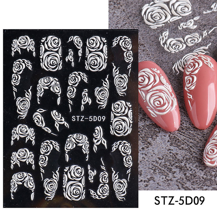Autocollants d'art d'ongle blanc 5d