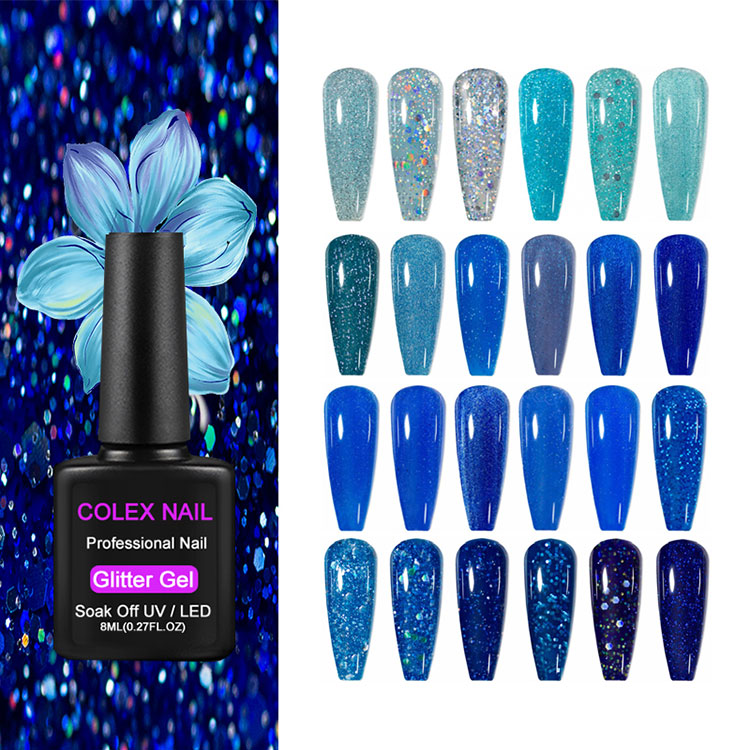 8 ml de gel de paillettes bleues
