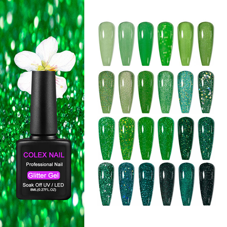 8 ml de gel de paillettes vertes