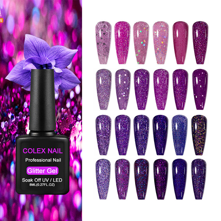 Polon de gel pailleté violet 8 ml