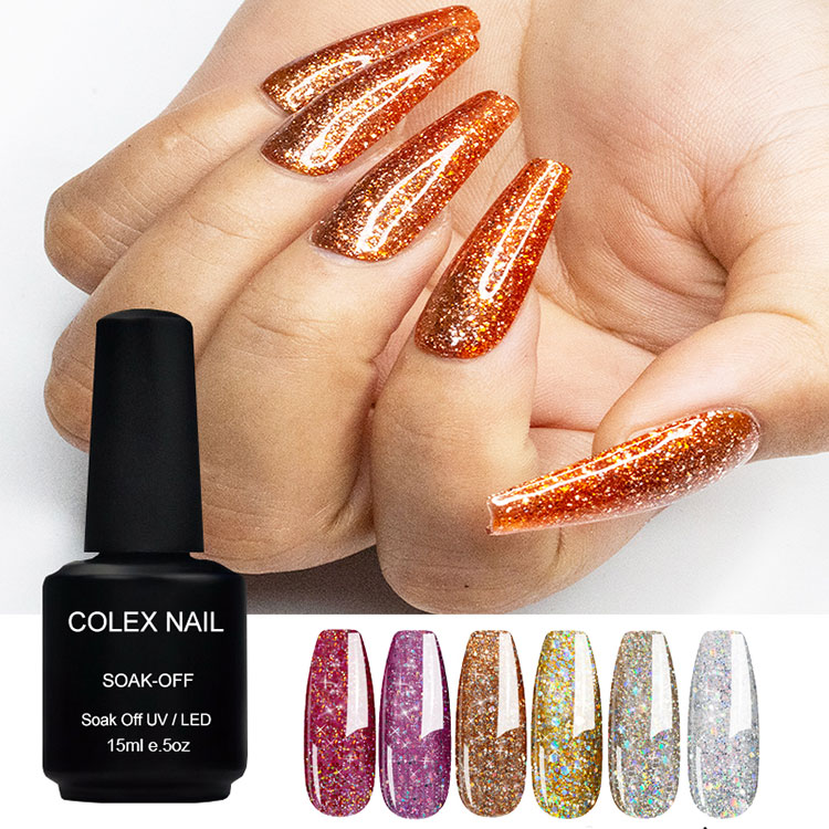 Couleurs de diamant flash vernis à ongles en gel scintillant