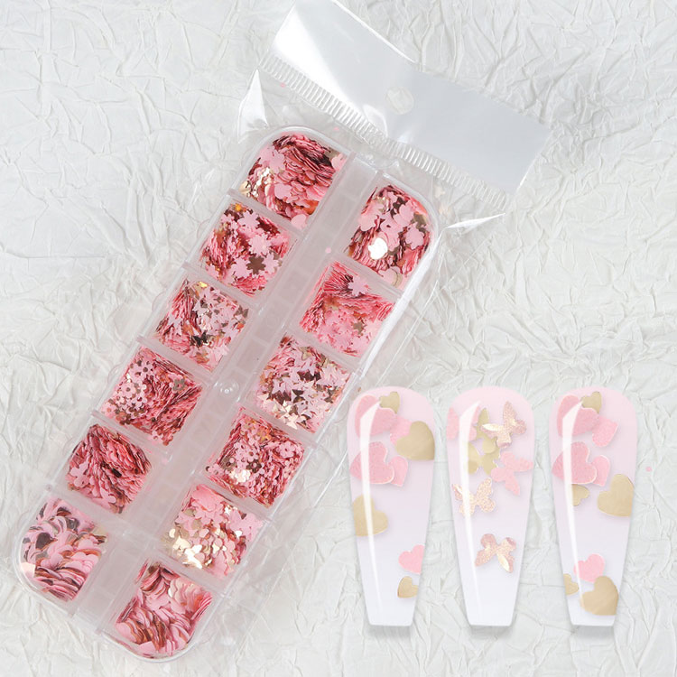 Fleurs Ongles Paillettes Paillettes
