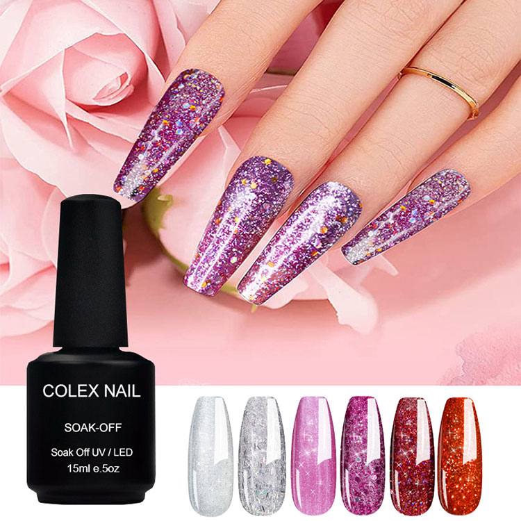 Gel de gel de paillettes coloré à brillance haute