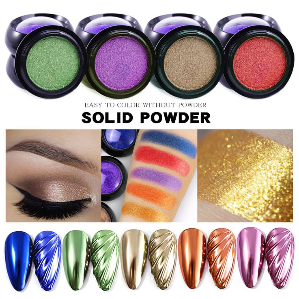 Poudre à ongles miroir chromé holographique