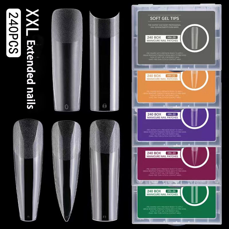 Longs bouts d'ongles en gel souple à couverture complète