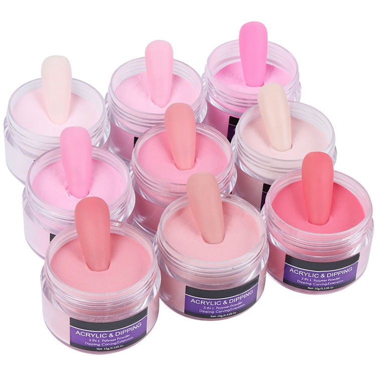 Poudre acrylique pour ongles en poudre à tremper transparente rose