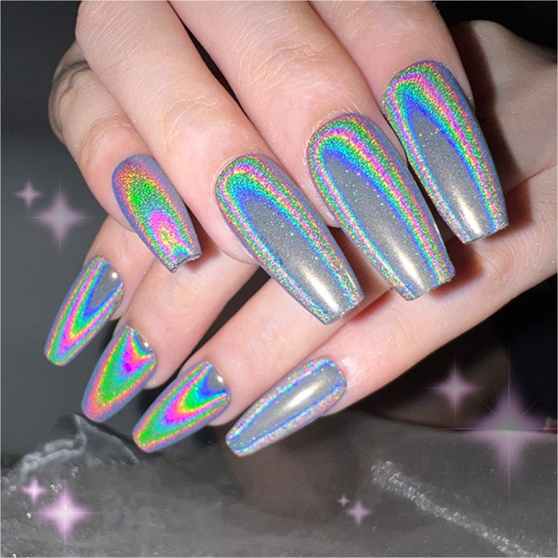 Poudre à ongles miroir arc-en-ciel