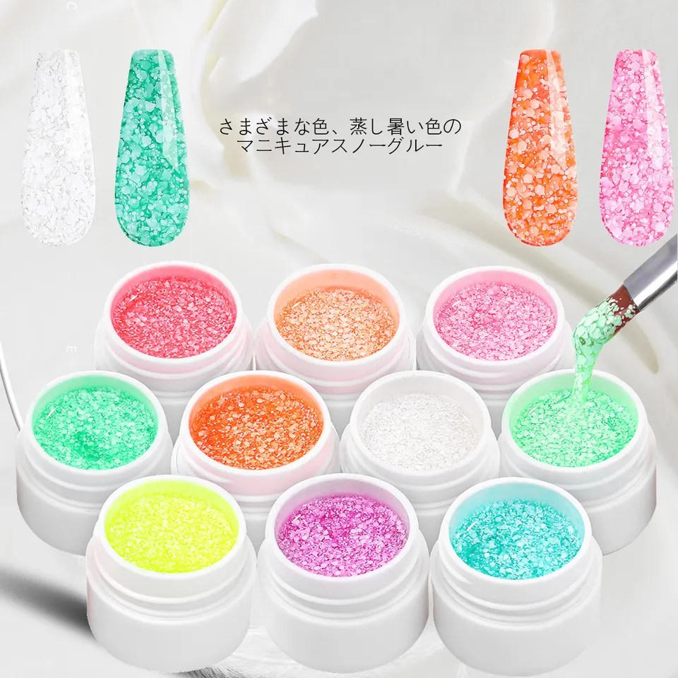 Snowflakes Sequins Glitter Gels Snow Nail Gels