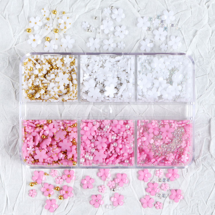 Fournitures de Nail Art de printemps, fleurs de cerisier avec perles, décorations de manucure à faire soi-même
