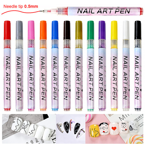 Outils de manucure de stylo à ongles en plastique imperméable de 0.5mm